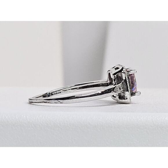 925 Sterling Silver Rings (2) Pink CZ Halo Size 9 - & Faux Opal & CZ Size 9.25 - Picture 5 of 13